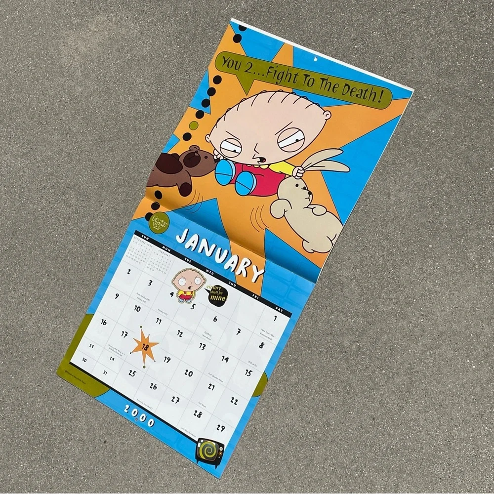 Vtg 1999 Family Guy 12-Month 2000 Peter Stewie Brian Calendar Y2K EARLY MERCH